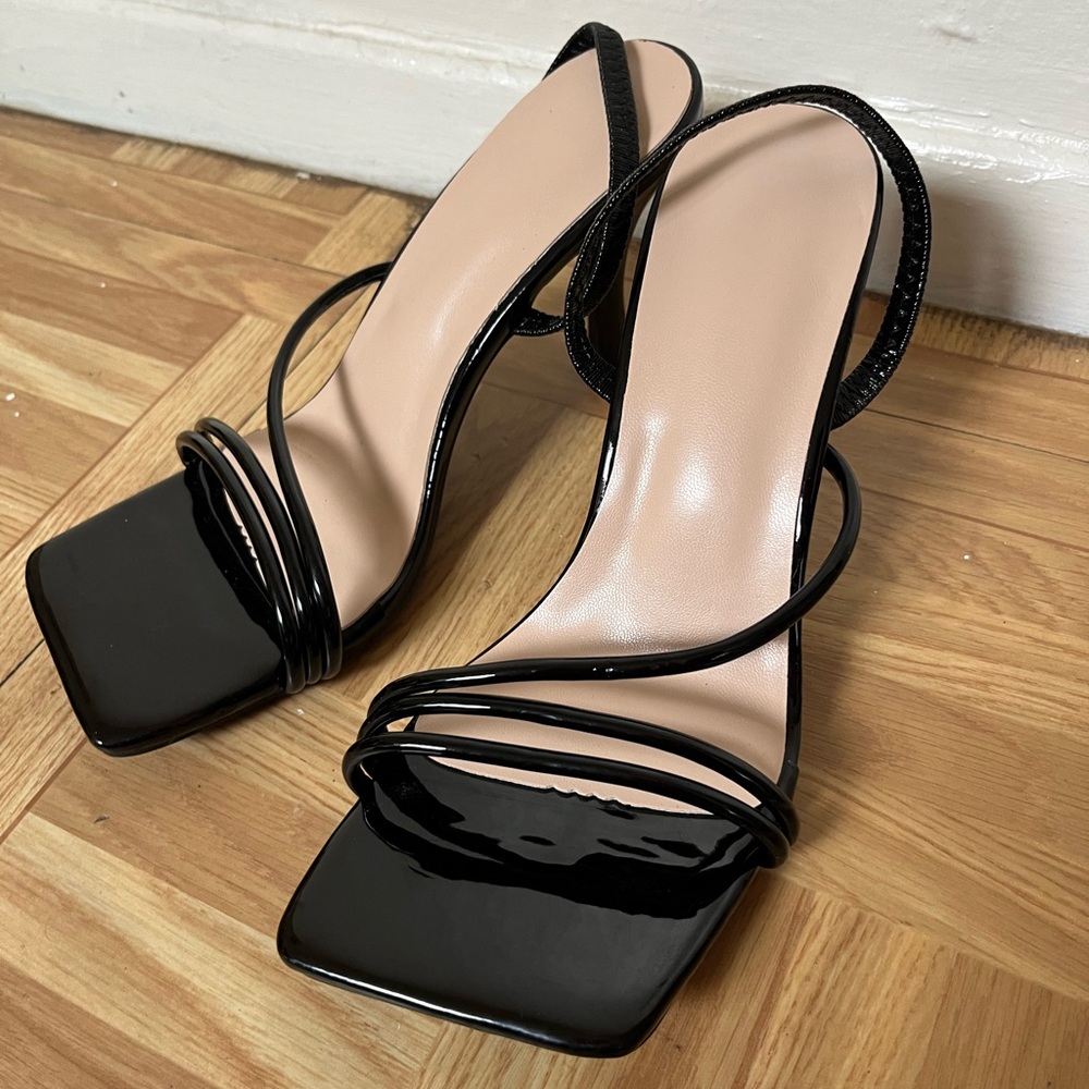 Elegant Black Strappy Women's Heels
